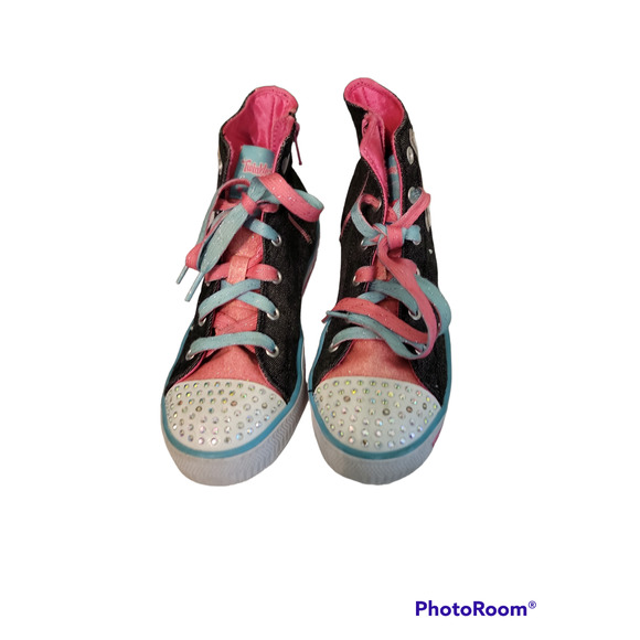Skechers Twinkle Toes Unicorn Light Up Lace Up Zip Side Sneakers Sz 3 - Picture 1 of 12